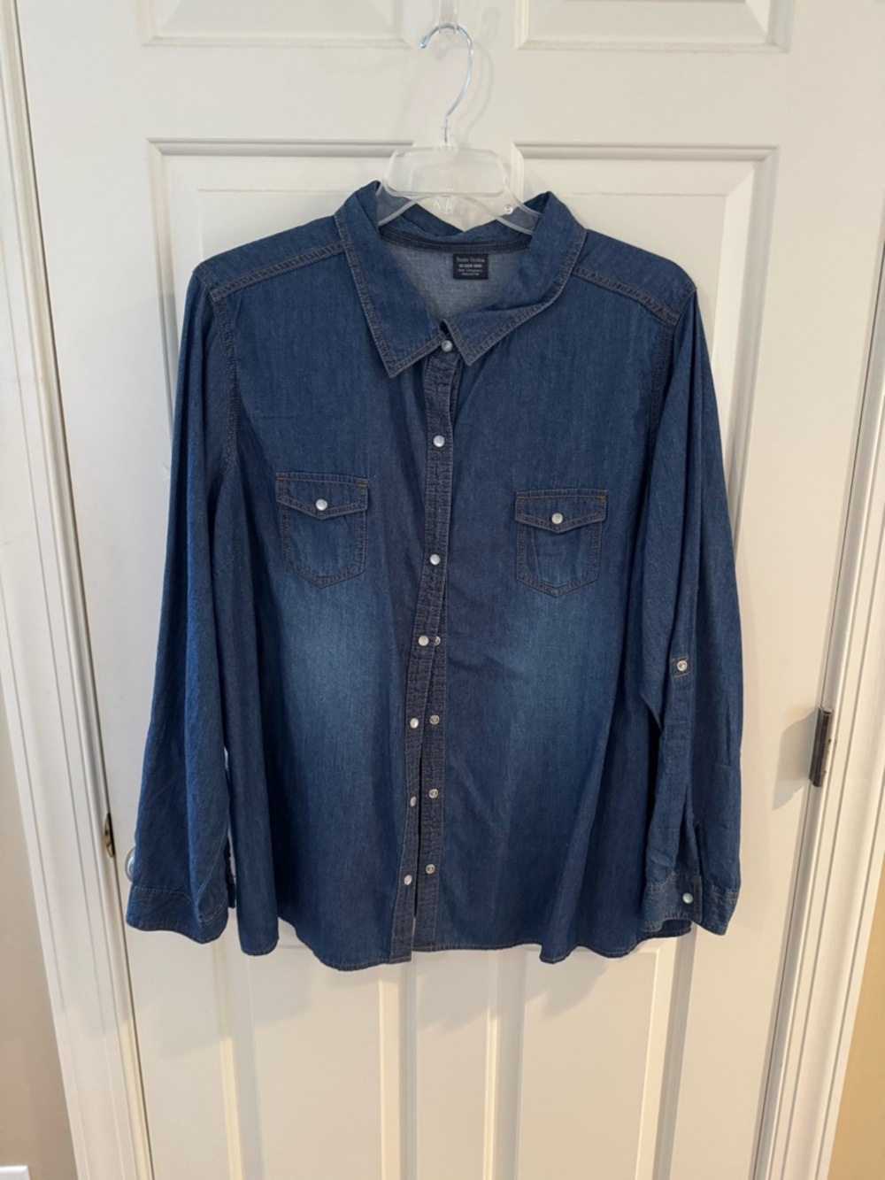 Faded Glory Blue Denim Button-Up Shirt